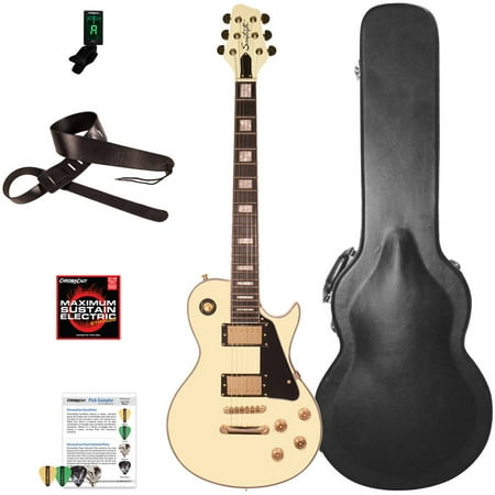 Les Paul Style Guitar - Sawtooth Heritage Series Maple Top Electric Guitar with ChromaCast Pro Series LP Body Style Hard Case and Accessories