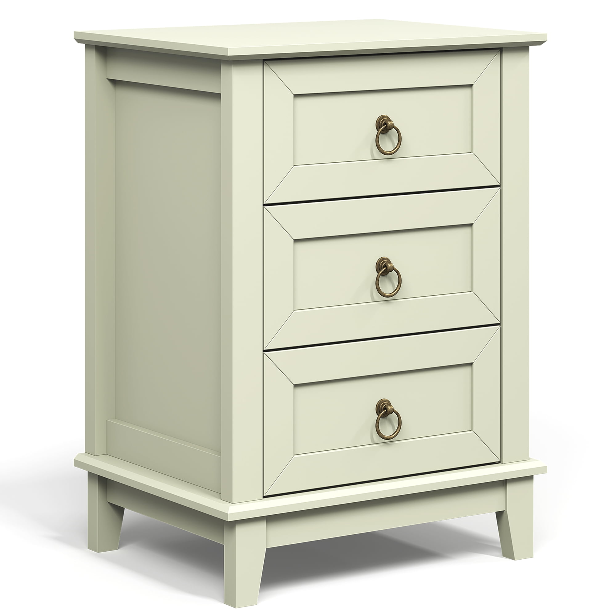 Heynemo Light Green Modern 3-Drawer Dresser: Tall Narrow Nightstand with Smooth Gliding Drawers, Sturdy Wood Bedside Table for Bedroom