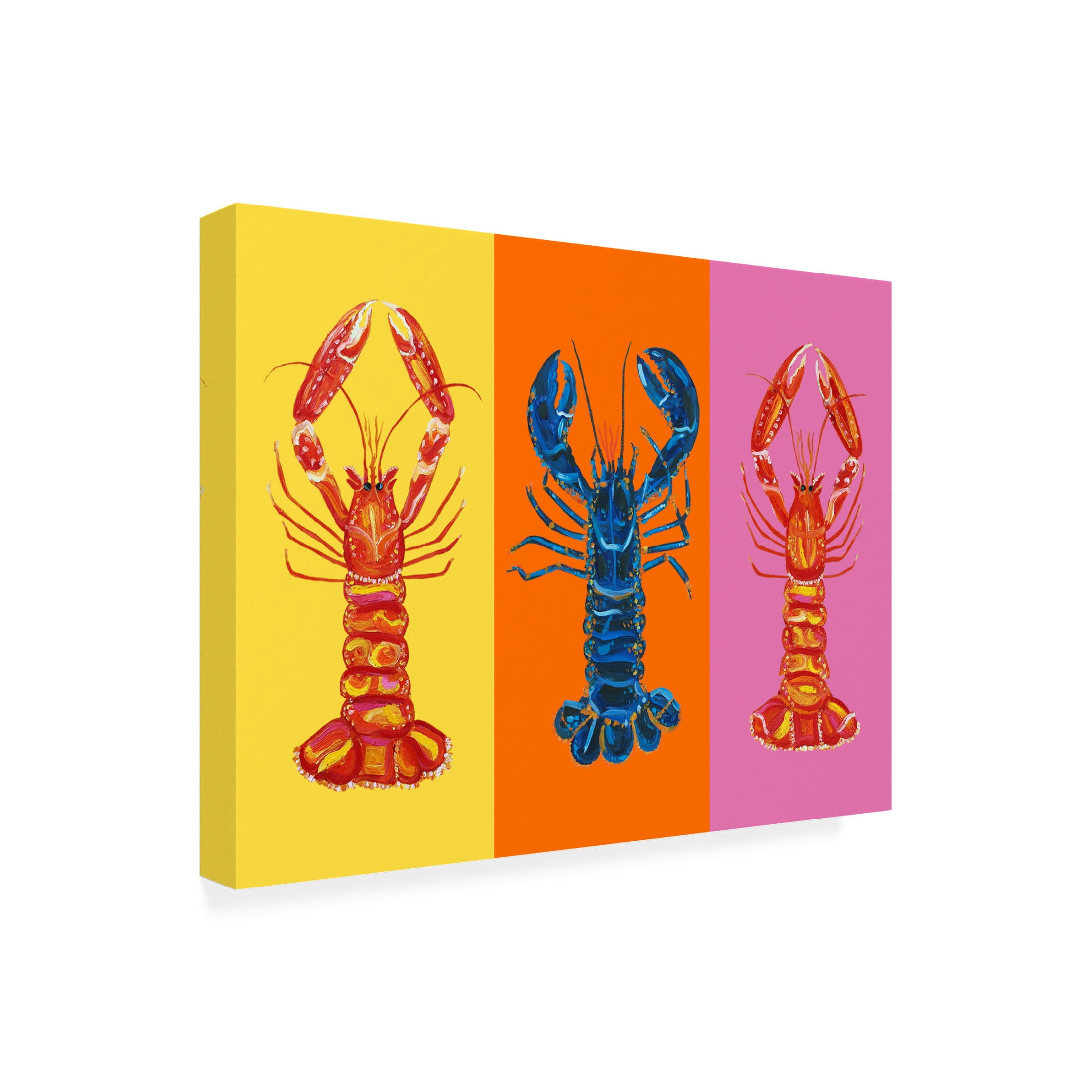 Trademark Fine Art Alice Straker  Lobster Langoustines Pop Art 3 Canvas Wall Art