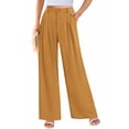 thumbnail image 2 of Pantalones PRETTYGARDEN Palazzo Mujer Marrón Amarillo Tiro Medio Alto Pierna Ancha, 2 of 9