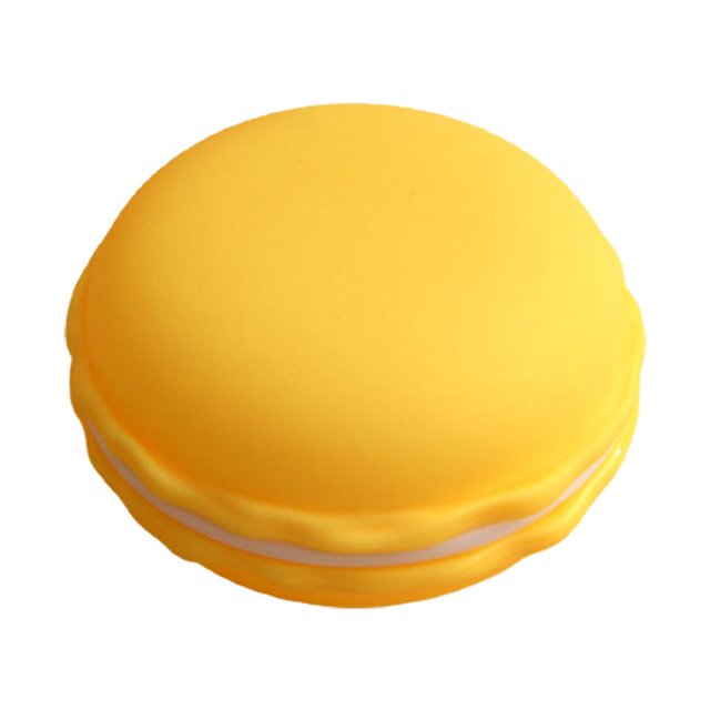 Bonito para la forma de macarrón gigante para el caso colorido para el contenedor de la píldora caja de almacenamiento pendiente collar de viaje portátil joyería O, amarillo Feliz Sencillez