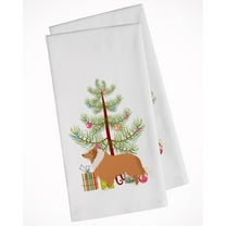 Collie Dog Merry Christmas Tree White Kitchen Towel Set of 2 Dish Towels