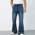 thumbnail image 6 of Men's Vintage Relaxed Fit Bell Bottom Jeans 60s 70s Outfits for Men,Mens Bell Bottoms Disco Pants Elastic Waist Pull On Flared Jeans with Big Pocket Size 3XL Navy, 6 of 7