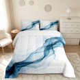 thumbnail image 2 of Manfei Watercolor Ink Painting Queen Comforter Set, Modern Abstract Art Comforter Sets Queen, White Blue, Black Reversible 3 Pieces, 1 Comforter and 2 Pillowcases, 2 of 6