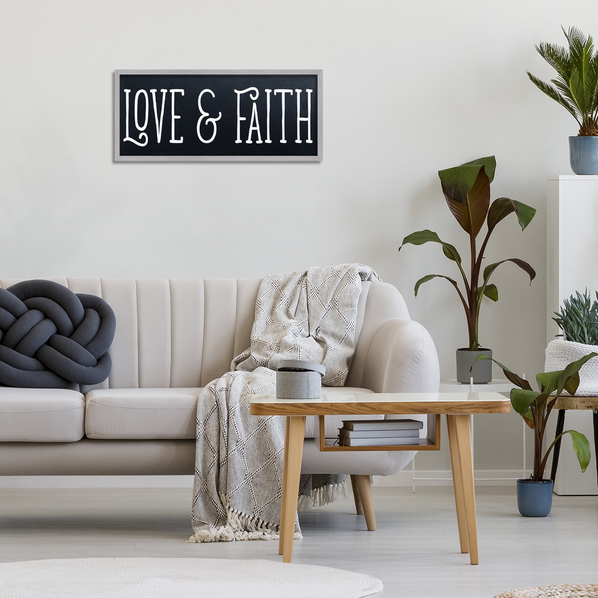 Stupell Industries Love & Faith on Black Gray Framed Giclee Art, design by SD Graphics Studio