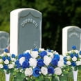 thumbnail image 4 of BKER 1PC Cemetery Flowers For Cemetery Faux Rose Realistic Silk Cemetery Flowers Bouquet With Saddle In Decorative Lasting Cemetery, 4 of 5