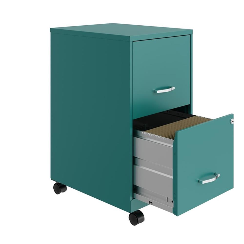UrbanPro 18" 2 Drawer Metal Mobile Smart Vertical Filing Cabinet Turquoise