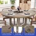 thumbnail image 2 of ModFusion Round Dining Table for 4-6 People, Waterproof Wooden Oak Rustic Kitchen Table, Pedestal Base, Farmhouse Dinner Pantry, Charcoal Gray, 2 of 10