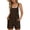 Brown#rompers for women summer, variant on Womens Summer Casual Romper Loose Spaghetti Strap Shortalls Overalls Jumpsuit Beach Vacation Jumper with Pockets Red L