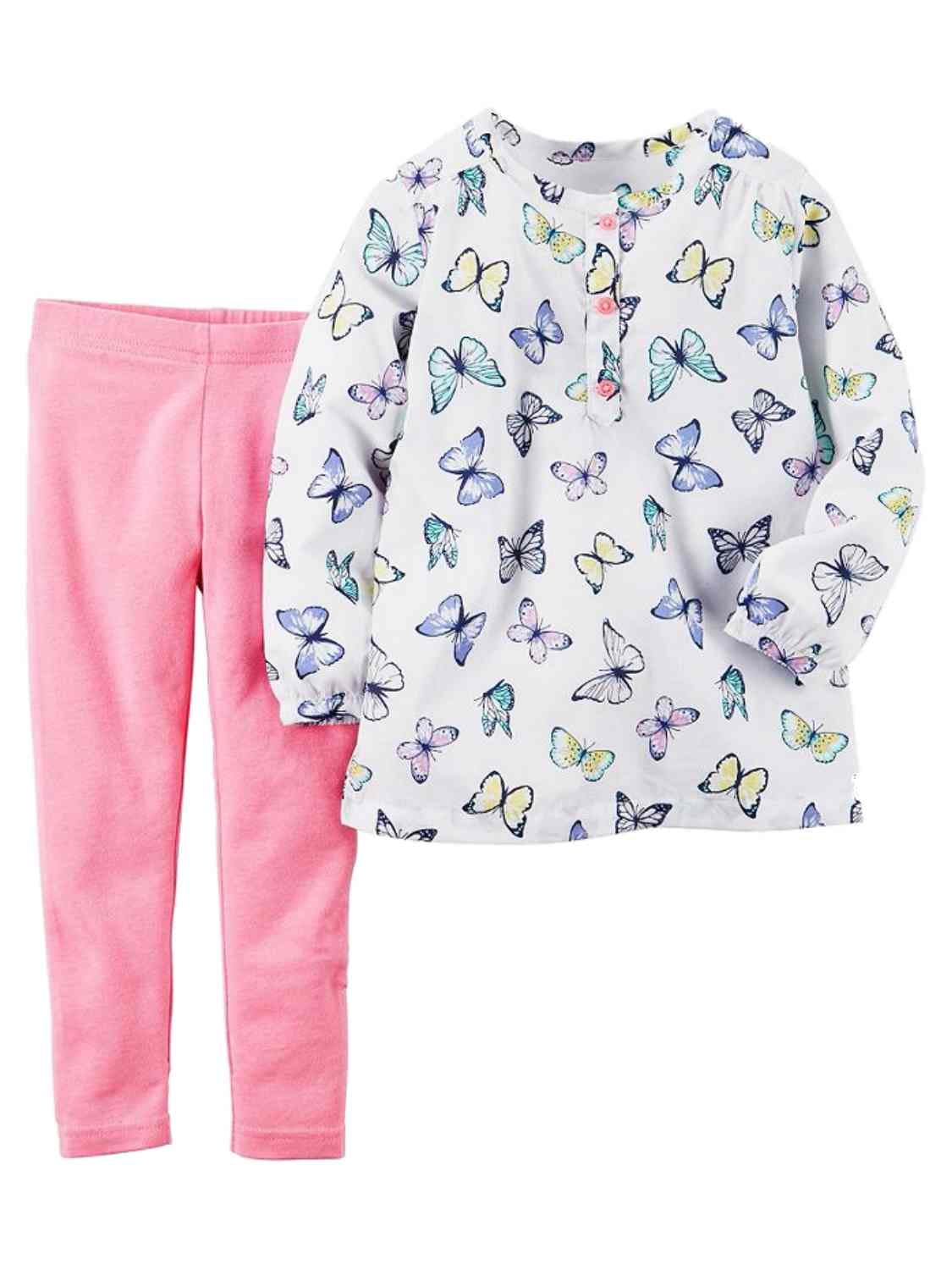 Carter's Carters Infant Girls White Butterfly Baby Outfit Blouse