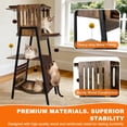 thumbnail image 4 of 57 Inch Multi-Level Modern Cat Tree Tower with Hammock & Scratching Ramp - Wooden Heavy-Duty Cat Tower for Large Cats & Multi-Cat Households, Easy to Clean (Brown), 4 of 9