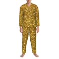 thumbnail image 2 of Balery Gold Glitter Pijama para Hombre de Dos Piezas con Manga Larga, Conjunto de Dormir y Descanso Suave con Bolsillos-Large, 2 of 6
