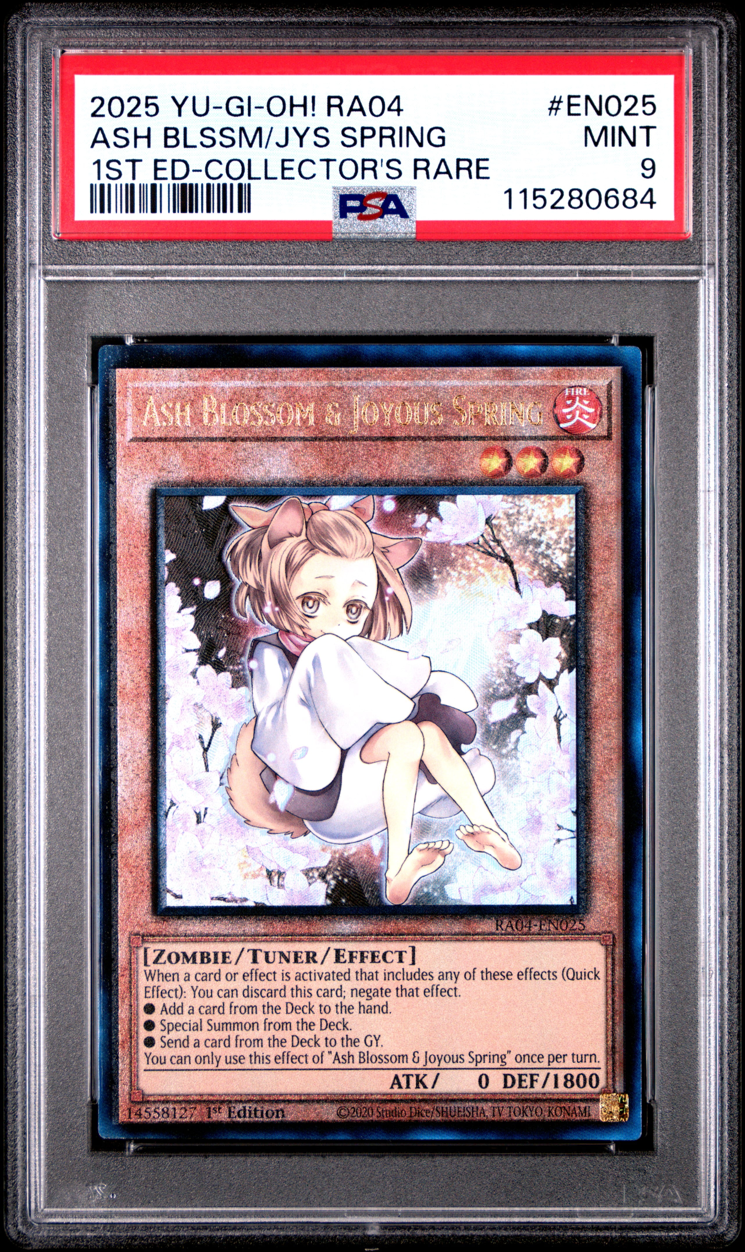Yu Gi Oh! TCG, PSA Graded 9 MINT, Ash Blssm/Jys Spring 1St Ed Collector'S Rare #EN025, Ra04 Quarter Century Stampede, Fully Encapsulated Bundle with Compatible Yu Gi Oh! Hard Sealed Case