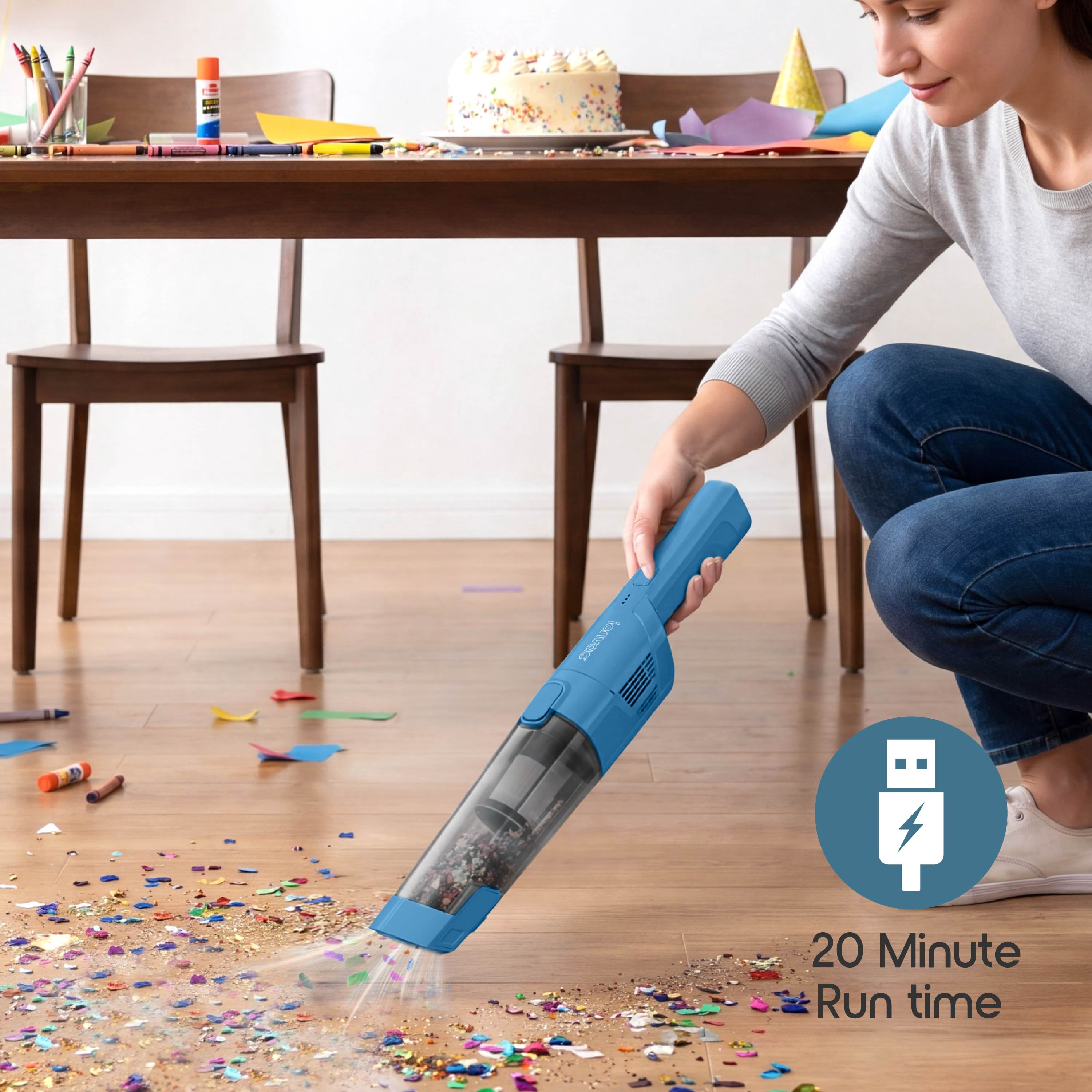 IonVac PowerMax Hand Vacuum, 5V Cordless Handheld Vacuum Cleaner with Multiple Attachments, Model #30836