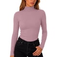 thumbnail image 6 of Perfectbot Women's Long Sleeve Tee Turtleneck Ribbed Knit Stretchable Top Fitted Basic Layering Shirt, 6 of 6