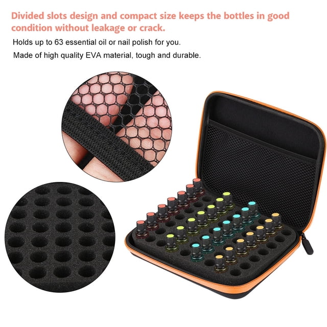 Qiilu Essential Oil Box, Essential Oil Storage Bag, 63 Slots Large Capacity Essential Oil Storage Moving House For Traveling Home