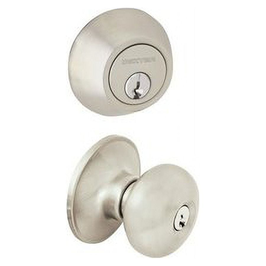 Schlage JC60VSTR619 Satin Nickel Stratus Single Cylinder Deadbolt & Keyed Entry Door Knob Set