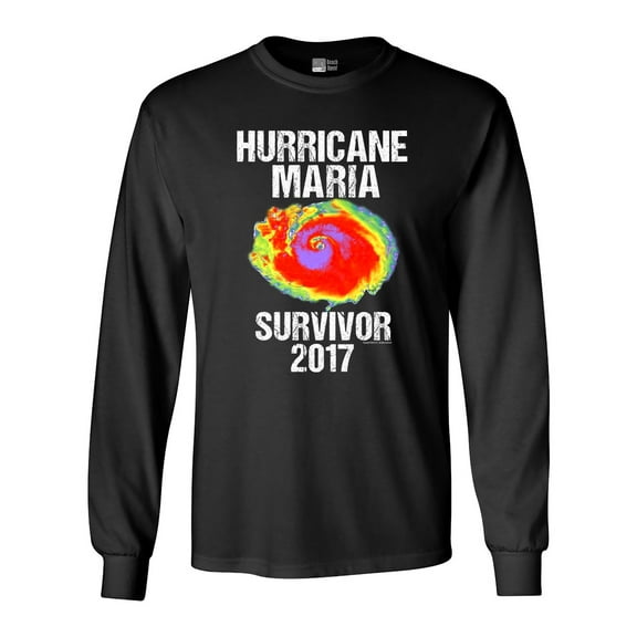 Long Sleeve Adult T-Shirt Hurricane Maria Survivor 2017 DT