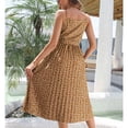 thumbnail image 4 of SWSMCLT Women's High Waist Midi Chiffon Sexy Dresses Holiday Dress Summer Ruched Cami V Neck Spring Sundress Coffee Large, 4 of 4