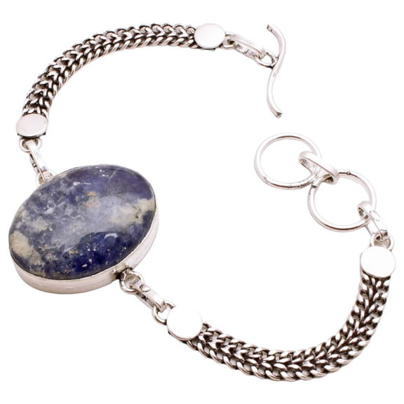 Silver Plated Bracelet For Women, Fashion Jewelry Silver Plated Bracelet, Handmade Gemstone Bracelet Jewelry For Women And Girls Charm Bracelet Sodalite Gemstone Bracelet, 13 Gms BRB-1138