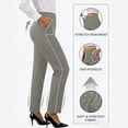 thumbnail image 3 of Business Casual Pants for Women Straight Fit High Waisted Work Pants with Pockets Summer Womens Trousers, 3 of 8
