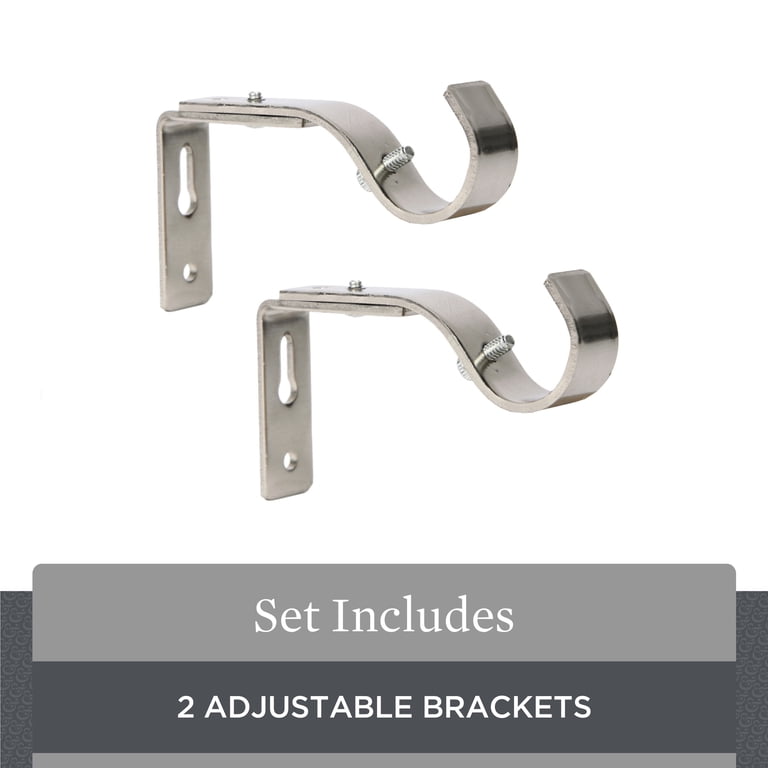 Wall Bracket For 3/4 Inch Rod - Satin Nickel | Pair Of Mounting Brackets For Curtains & Poles