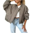 thumbnail image 2 of Abomasnow Women's Quilted Bomber Jacket Fall Fashion 2025 Lightweight Cropped Zip up Outerwear Winter Puffer Coats with Pockets, 2 of 7