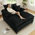 thumbnail image 5 of Aukfa 65" Oversized Chaise Adjustable Backrest Sofa Chair, Dual Layer Cushions, Corduroy, Black, 5 of 9