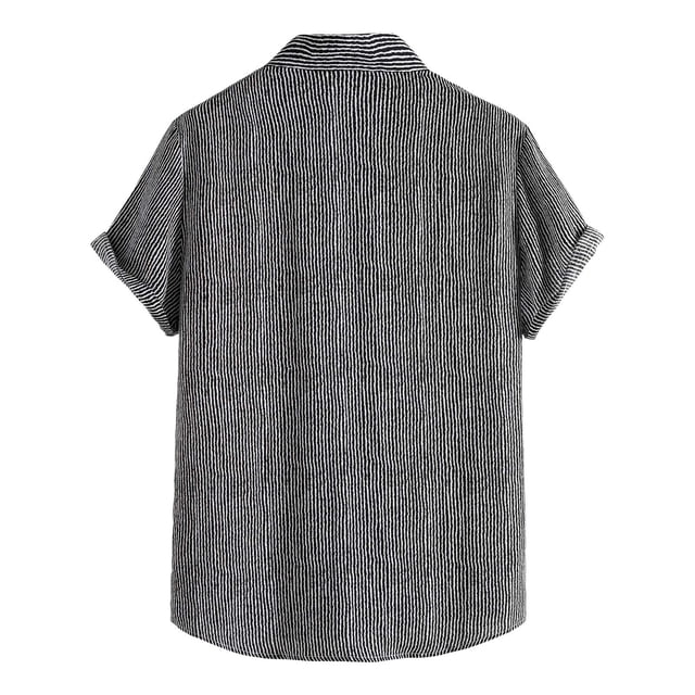 Camisas De Vestir Para Hombre Slim Fit Camisa superior de primavera y verano para hombre, camisas con cuello vuelto , camisa informal de manga corta con botones a la (Black, XXL)