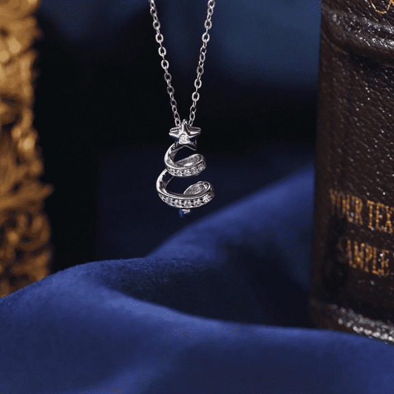 2CT White Simulated Diamond 925 Silver Christmas Tree Pendant 14k White Gold Plated