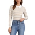 thumbnail image 1 of INSPIRAR CHIC Blusa de Manga Larga para Mujer con Cuello de Muñeca y Rayas en Contraste, Cierre Elástico en la Parte Posterior, Talla S, Color Albaricoque, 1 of 6