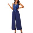 thumbnail image 2 of INSPIRE CHIC Women's Sleeveless Jumpsuits Summer Stretchy Wide Leg Long Pants Ruffle Romper Jumpsuit Royal Blue S, 2 of 5