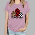 thumbnail image 1 of TIMIFIS Roses T-Shirt pour Femmes Joyeuse Journée de Easter T-Shirt Graphique Lapin Oeufs T-Shirt Mode Été Col Rond Manches Courtes Hauts, 1 of 4