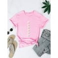thumbnail image 3 of QAFOPEH Women Daisy Graphic Printed T-Shirt Short Sleeve Crewneck Top, 3 of 6