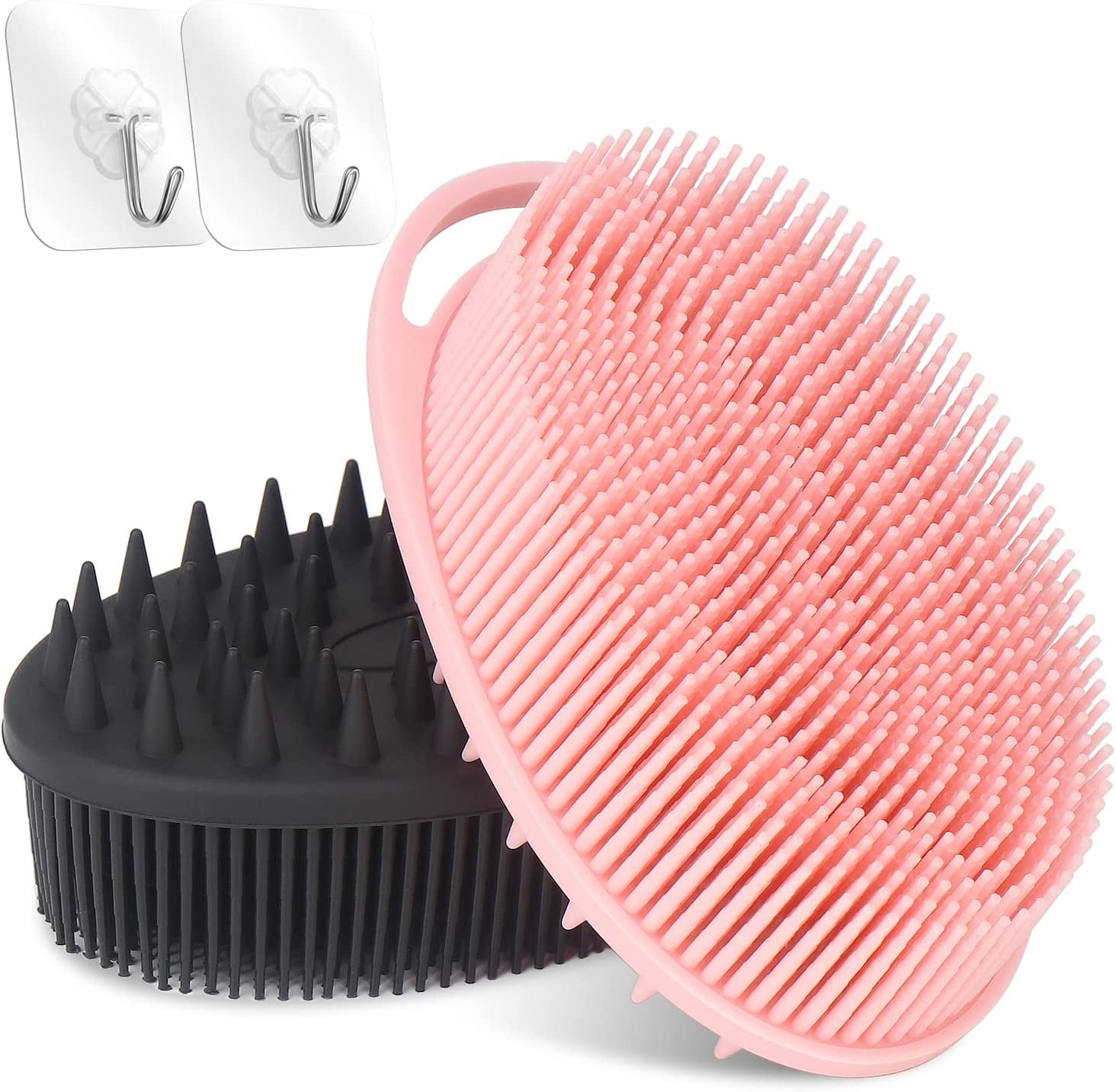2 Pack Silicone Body Scrubber, 2 in 1 Bath and Shampoo Brush, Soft ...