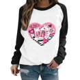 thumbnail image 1 of Gibobby Sudadera con forro polar Mujer Sudadera con capucha informal sin sombrero con cuello redondo y mangas raglán con estampado divertido del día de San Valentín para mujer(Negro, S), 1 of 5