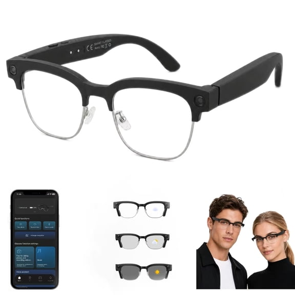 GenXenon AI Smart Glasses with Camera,8mp Photos & 1080p Stabilized Pov Video,Wifi 6,Heycyan App,300mAh Battery,Photochromic Gray Lenses,Half-Frame Unisex