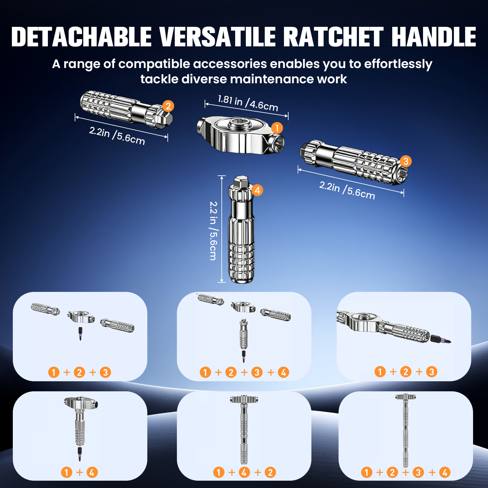 HUANCTOMA 40 In 1 Magnetic Screwdriver Set,Detachable T Handle Ratchet Screwdriver Set for DIY, Electronics,Car,Bicycle,Furniture