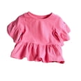 thumbnail image 2 of lulshou Girls Shirts Children Solid Color Loose Girl Ruffle Sleeve Round-Neck Blouses Western Style Top Summer Tops, 2 of 4