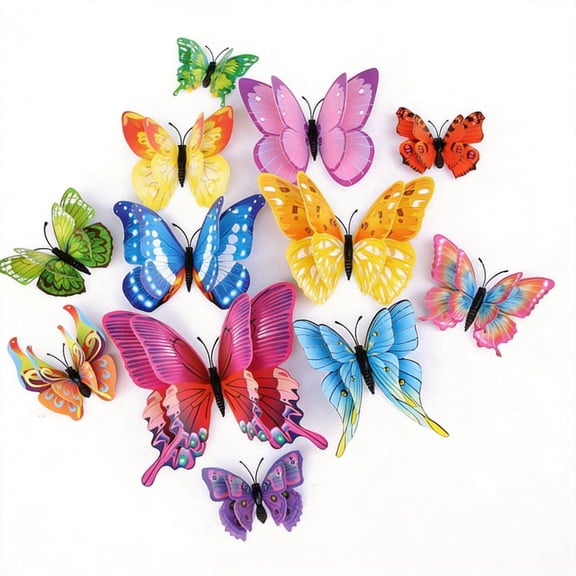48 PCS 3D Butterfly Wall Decor, Removable Colorful Butterfly Wall Stickers with Magnets, DIY Mural Decals for Party, Kids Bedroom, Nursery and Wedding Decorations