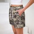 thumbnail image 4 of Women's Leopard Print Boxer Shorts Maple Leaf Print Elastic High Waist Drawstring Camo Shorts Pocketed Lounge Camouflage Workout Boxer Fashion Sweatshorts Camouflage Shorts,Brown S, 4 of 7