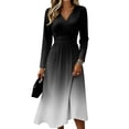 thumbnail image 2 of Women's Boho Floral Maxi Dress Summer V Neck Vintage Long Sleeve Work Casual Dress High Waist A-Line Swing Sundress, 2 of 6
