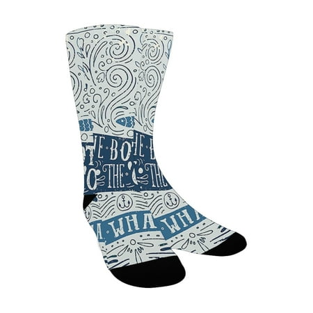

Whale Old Fashion at the Bottom of the Ocean Quote with Nostalgic Illustration Dark Blue Almond Gree Custom Socks for Women