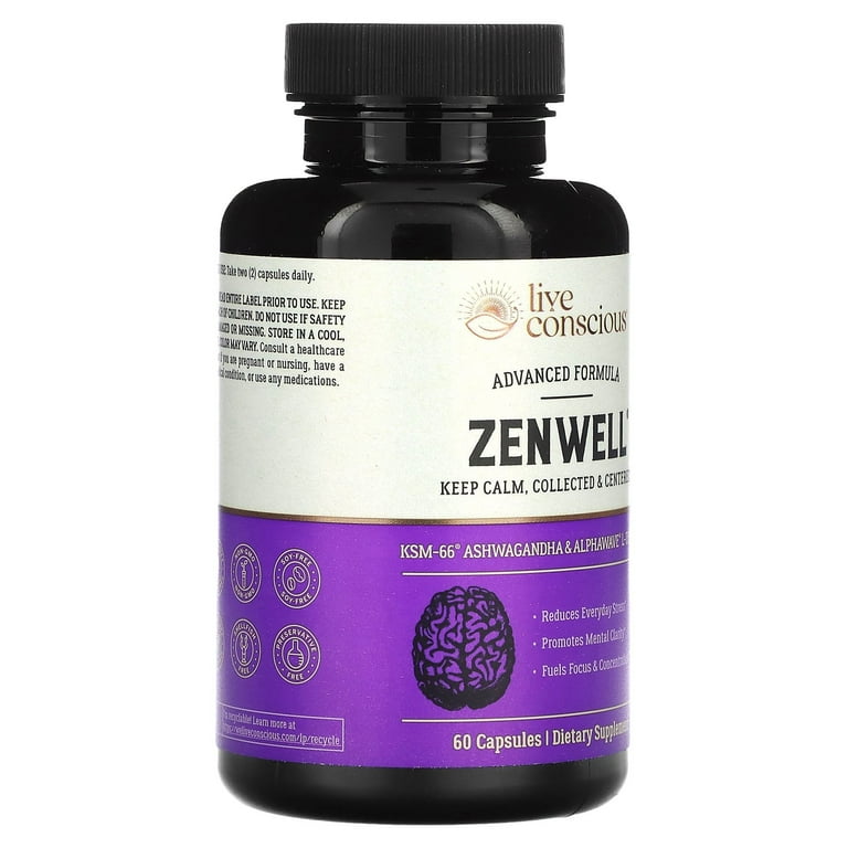 Live Conscious ZenWell KSM-66 Ashwagandha AlphaWave Supplement for