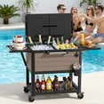 thumbnail image 2 of 100 Quart Rolling Cooler Cart with Bottle Opener Drainage, Portable Patio Cooler Rolling on Wheels, Outdoor Rolling Beverage Cart Drink Cooler for Patio Pool Deck Party BBQ Cookouts, 2 of 8