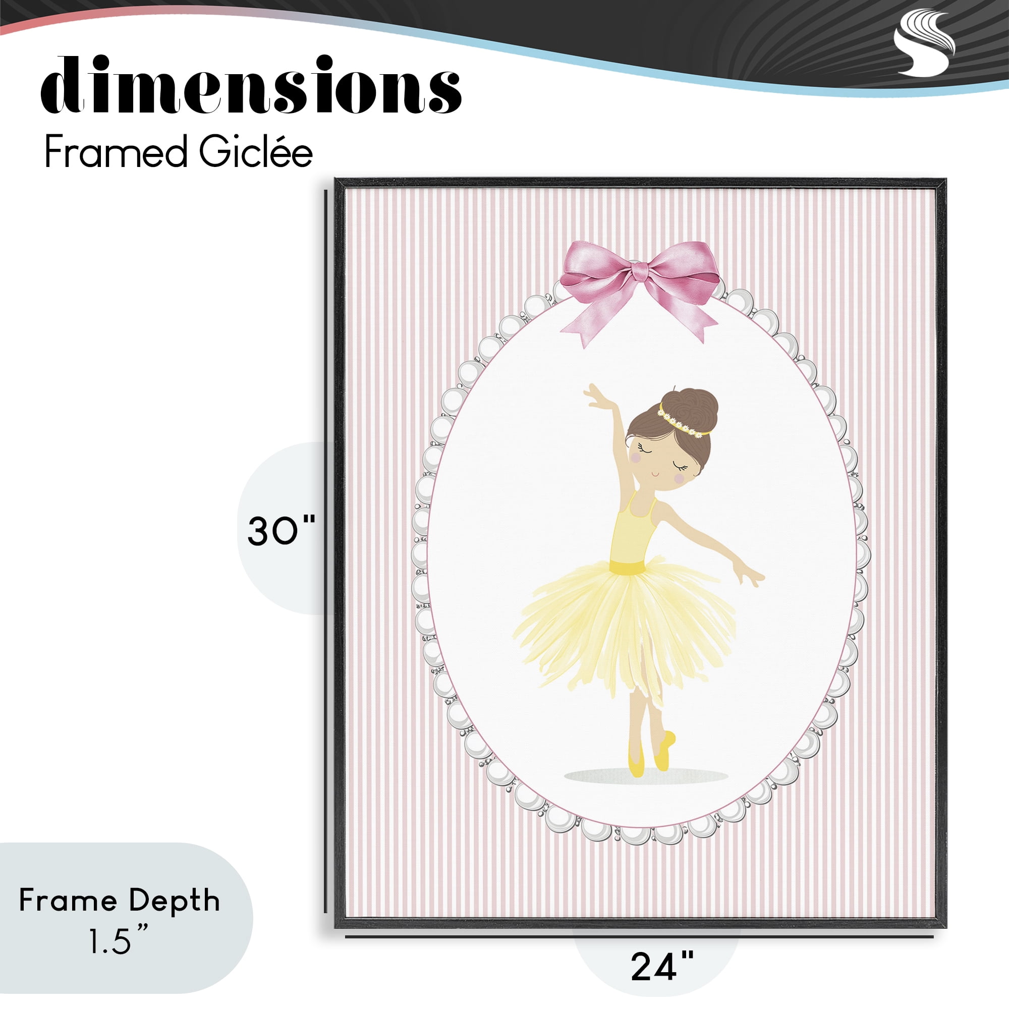 Stupell Industries Dainty Dance on Stripes Black Framed Giclee Art, design by Christine Simpson Art