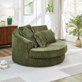 thumbnail image 2 of NkurdSu 61" Oversized Boneless Round Chair, Indoor Deep Seat Cloud Chaise Lounge with 5 Pillows, No Assembly Accent Barrel Chair for Living Room, Bedroom, Green Corduroy, 2 of 6