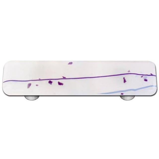 Mardi Gras Purple with White Rectangle Glass Cabinet Pull - Aluminum Post