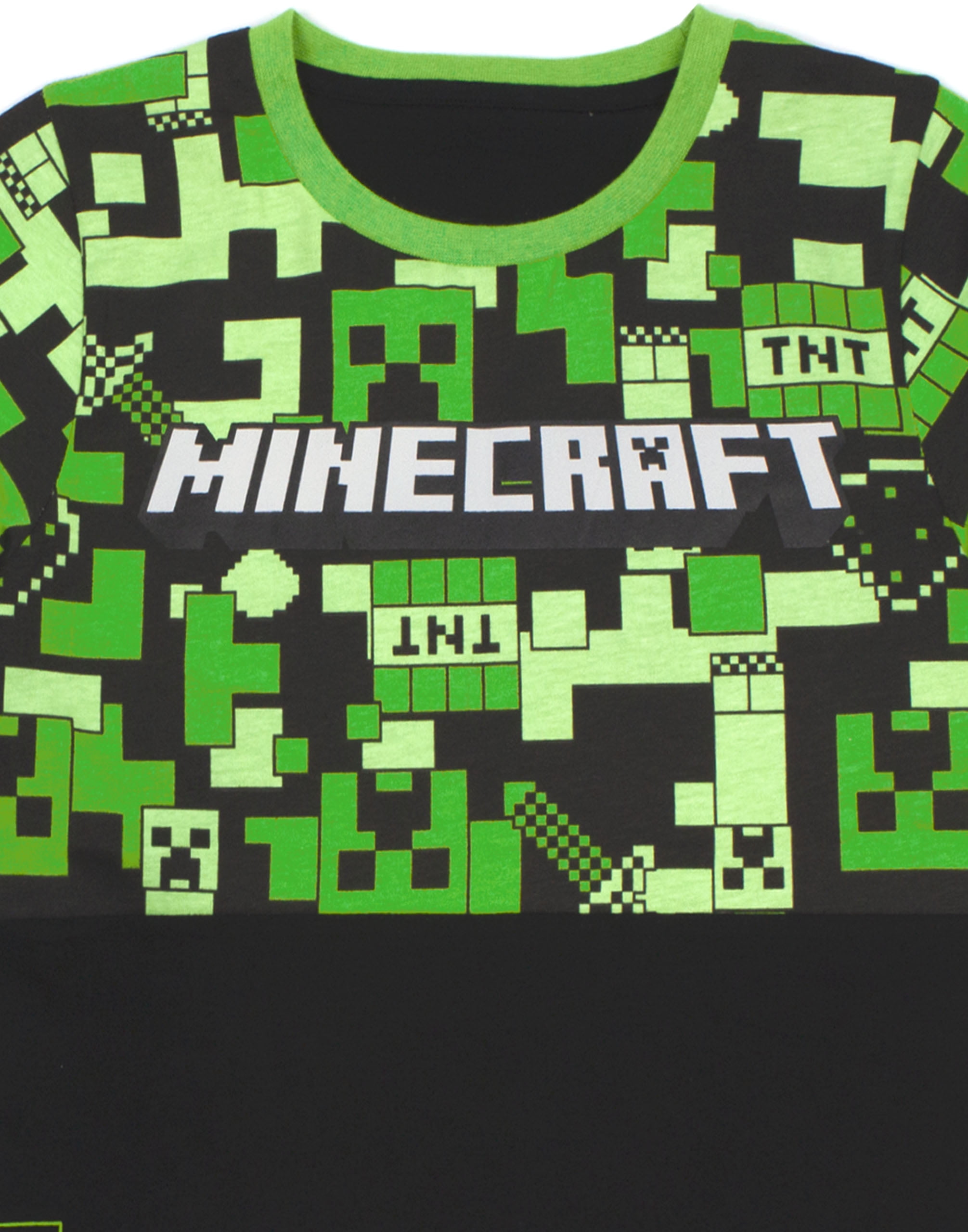 Minecraft - Ensemble Pyjama à Manches Courtes Pour Garçon - Vert Avec Creeper, Enderman Et Zombie - Vêtements Cadeaux D'anniversaire