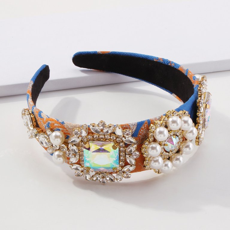 Crystal Rhinestone Headband Wrap Stretchy Hair Hoop for Women Women Shiny Hair Hoop Crystal Full Rhinestone Headband  main image 4